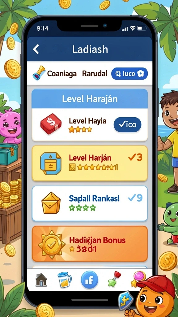 pisang123 - Screenshot 1: Tampilan level awal yang cerah dan penuh warna.